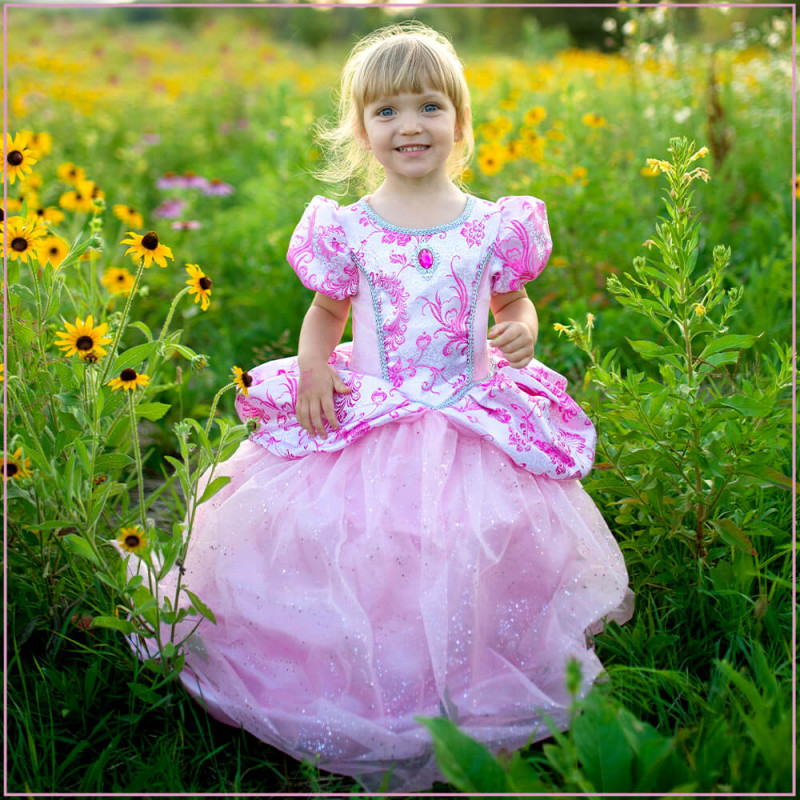 Costume Princesse Rose Enfant 5/6 Ans Robe Royale Great Pretenders