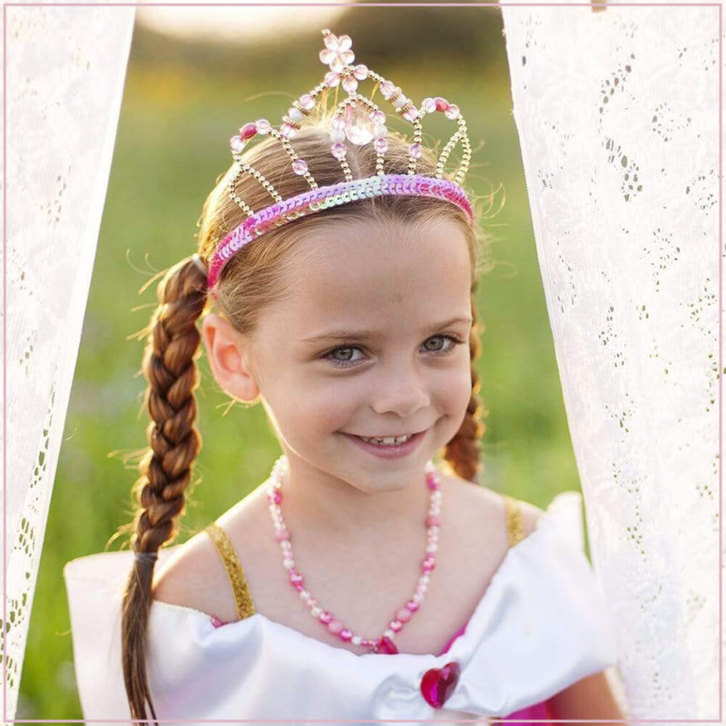 ShenMo Princesse Tiara Crown, Diadème Couronne Princesse, Pour la Fête  D'anniversaire des Petites Filles et le Jeu D'imitation D'Halloween (Rose  Rouge) 