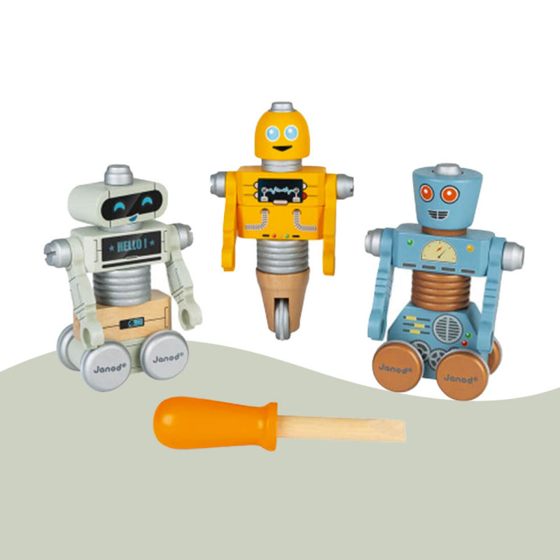 Trois robots à construire Brico'Kids Janod