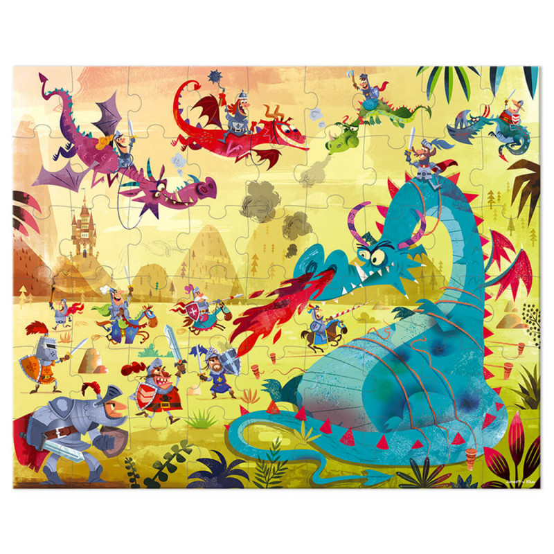 Puzzle chevalier dragon enfant 5 ans 54 pièces Janod