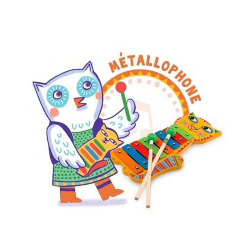 métallophone bois & métal pour les enfants avec des couleurs.