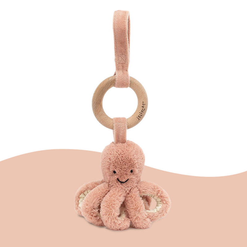 Jellycat Anneau en bois Odell Pieuvre Rose Octopus