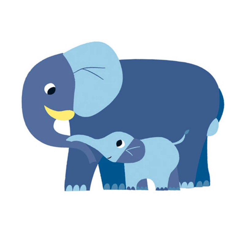 Gommette Elephant bébé et maman