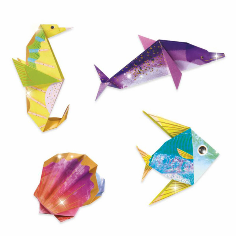 Exemple d'origamis animaux marins Djeco