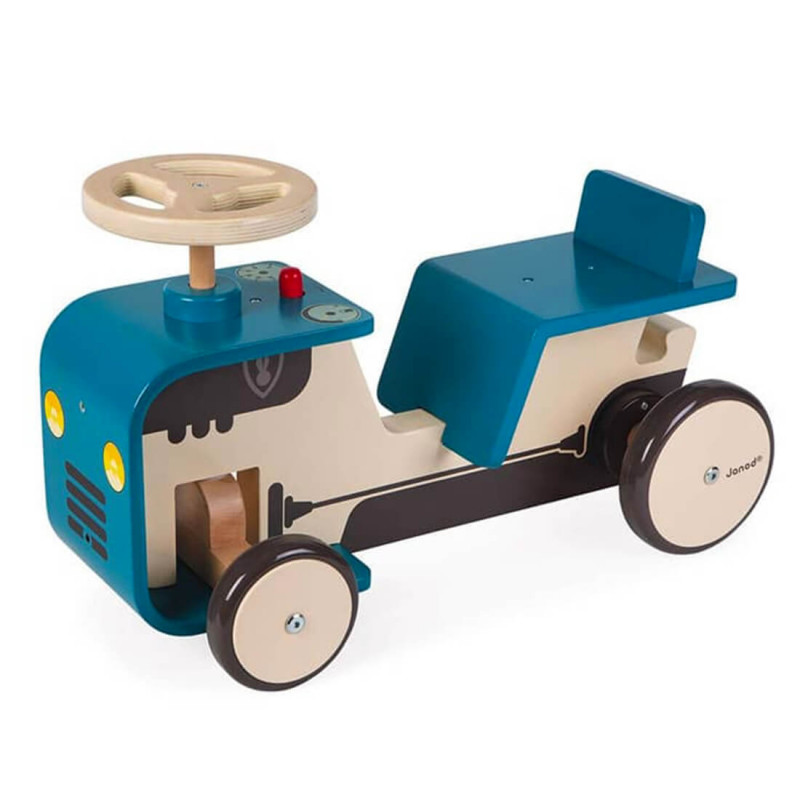 Tracteur en bois bleu pour les enfants J08053