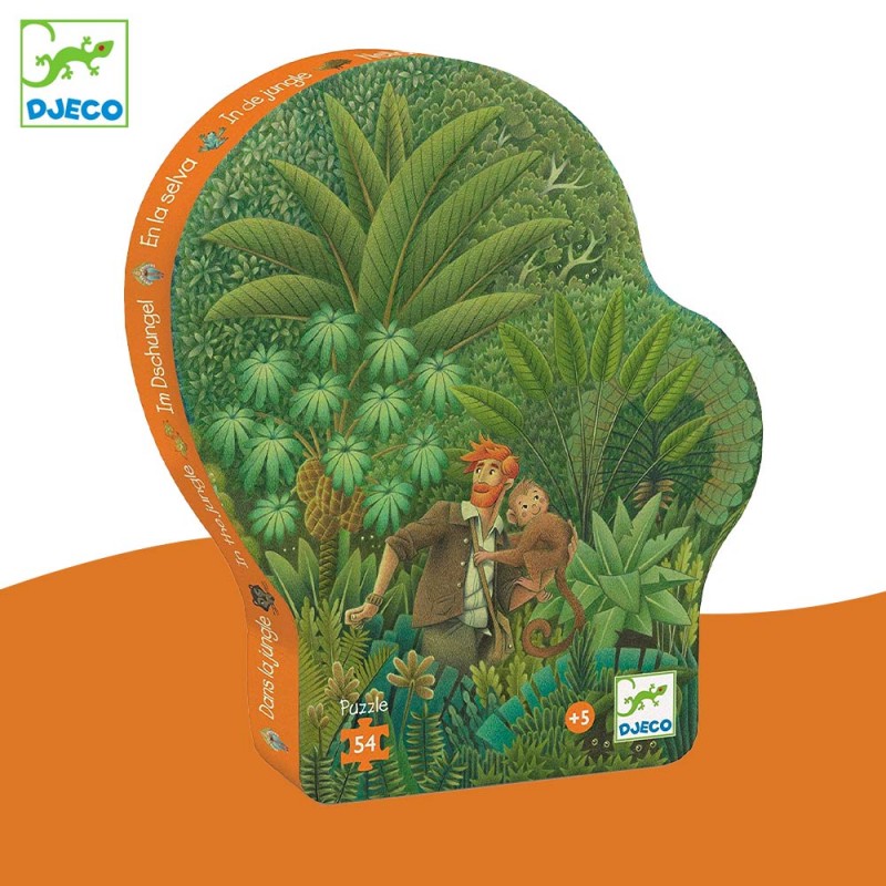 Puzzle dans la jungle de 54 pièces avec boite silhouette by Djeco - La boite silhouette