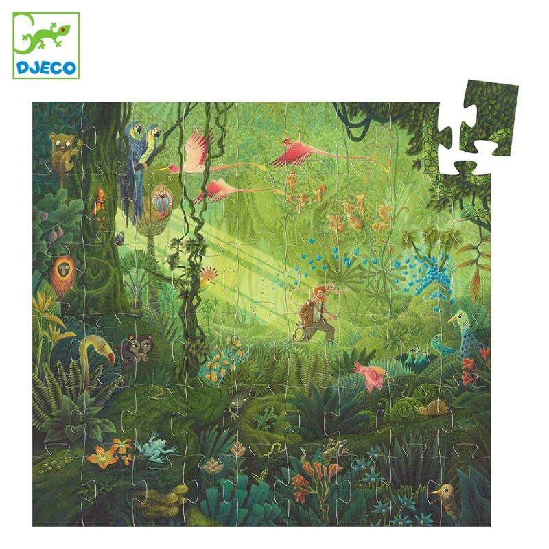 Puzzle dans la jungle de 54 pièces avec boite silhouette by Djeco