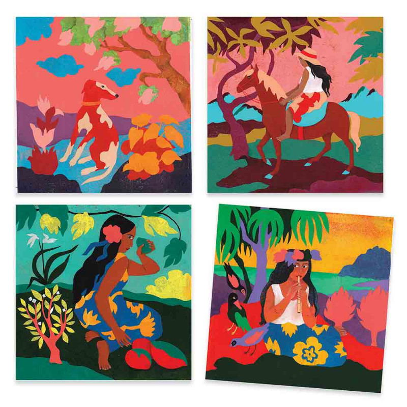 4 cartes aquarelles à peindre Polynésie Djeco