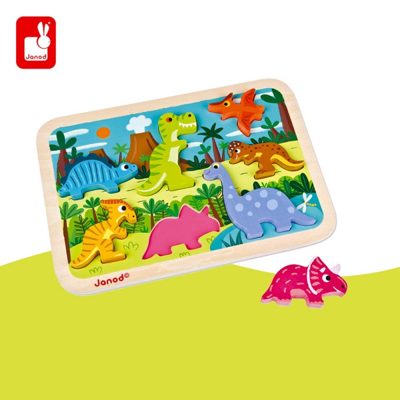 Chunky Dinosaures - Puzzle en bois (7 dinos) dès 18 mois by Janod