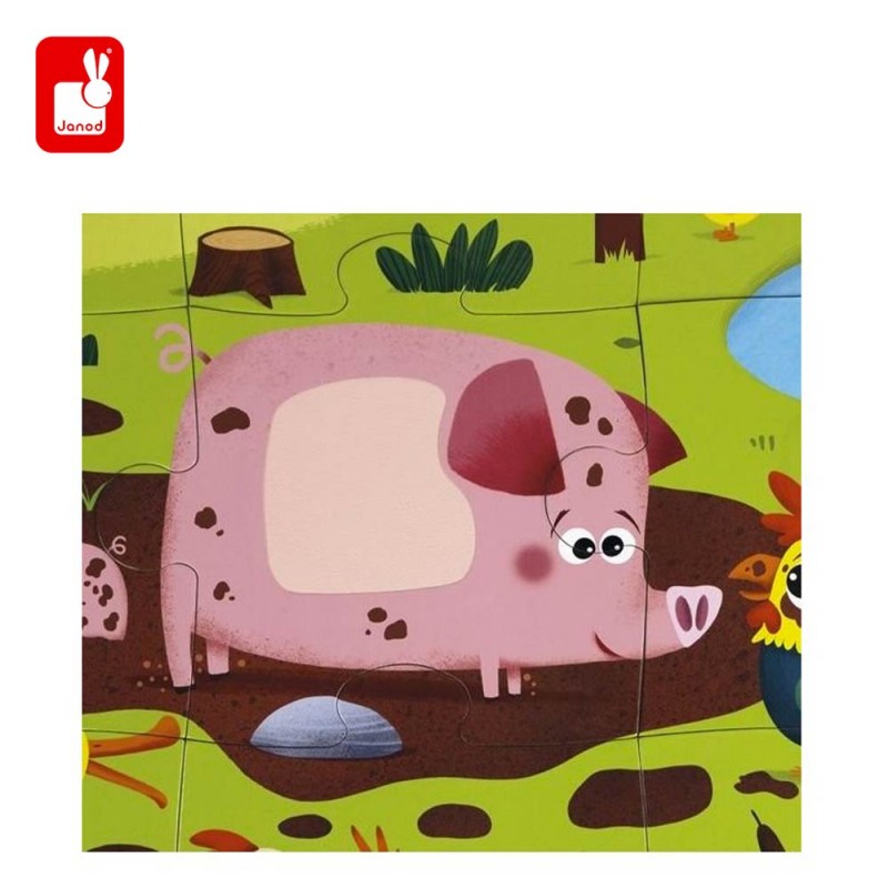 Puzzle tactile les animaux de la ferme par Janod -le cochon