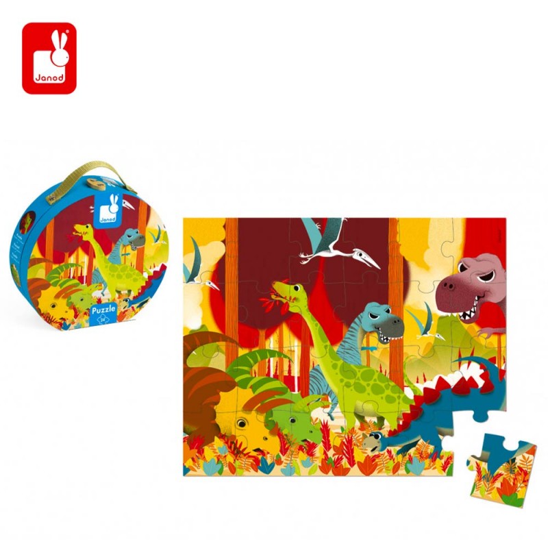 Puzzle + valisette dinosaures de 24 pièces pour les enfants