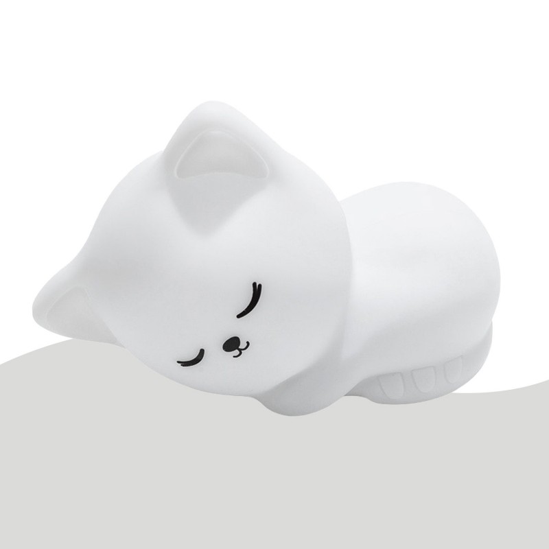 Veilleuse chat Lil'cat blanc 7 tons en silicone par Little L