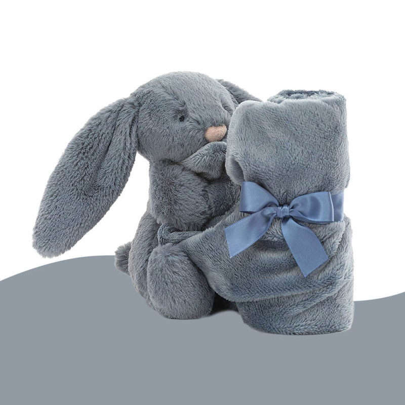 Doudou couverte lapin bleu gris de Jellycat